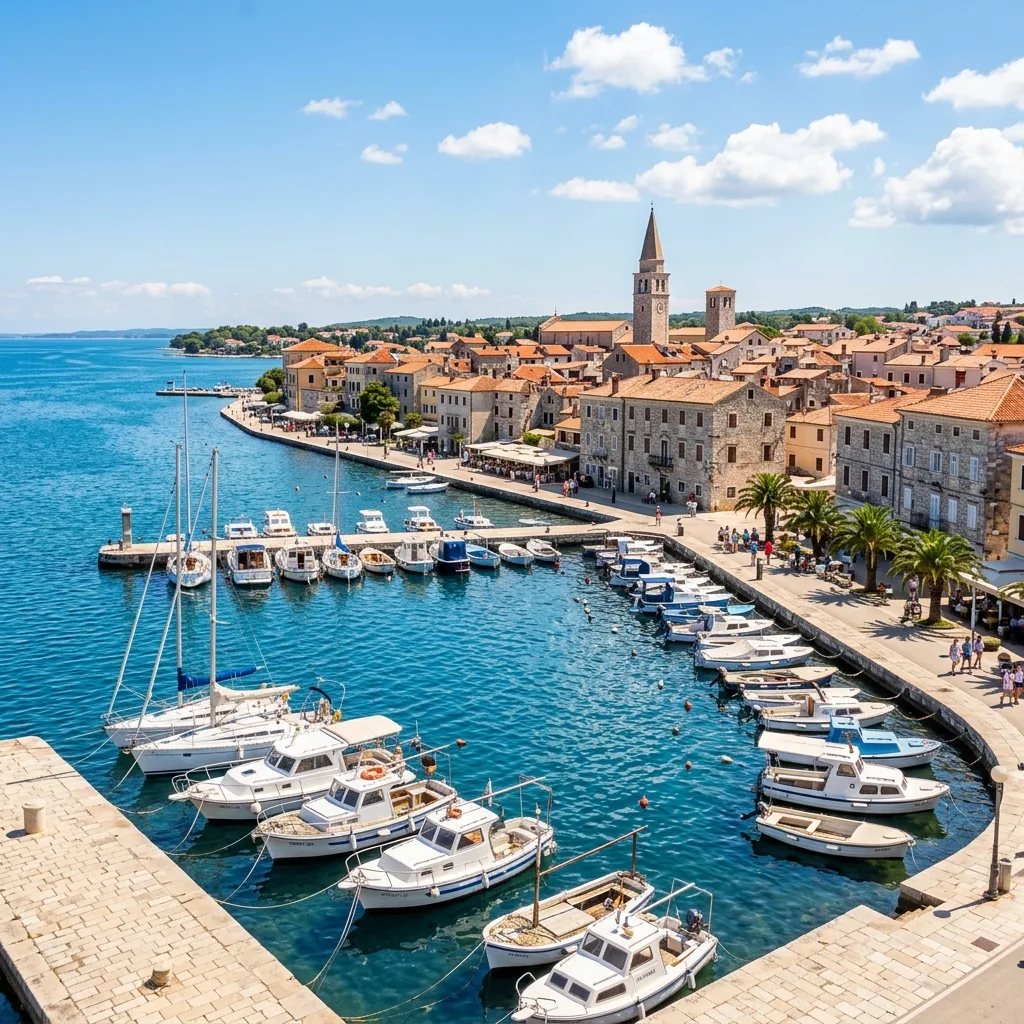Lacné ubytovanie Poreč: Kde nájsť tie najlepšie apartmány a hotely 1 Pohľad na prístav a historické centrum mesta Poreč v Chorvátsku