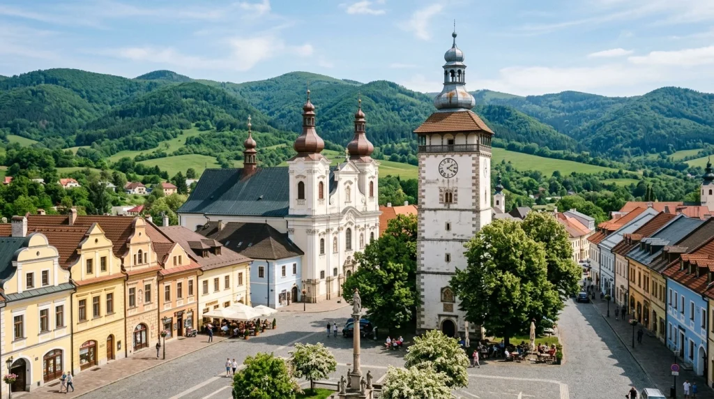 Mesto Podolínec: Historický klenot Spiša, pamiatky, kláštor a tipy na výlety 8 Historické námestie v meste Podolínec s renesančnou zvonicou a piaristickým kláštorom